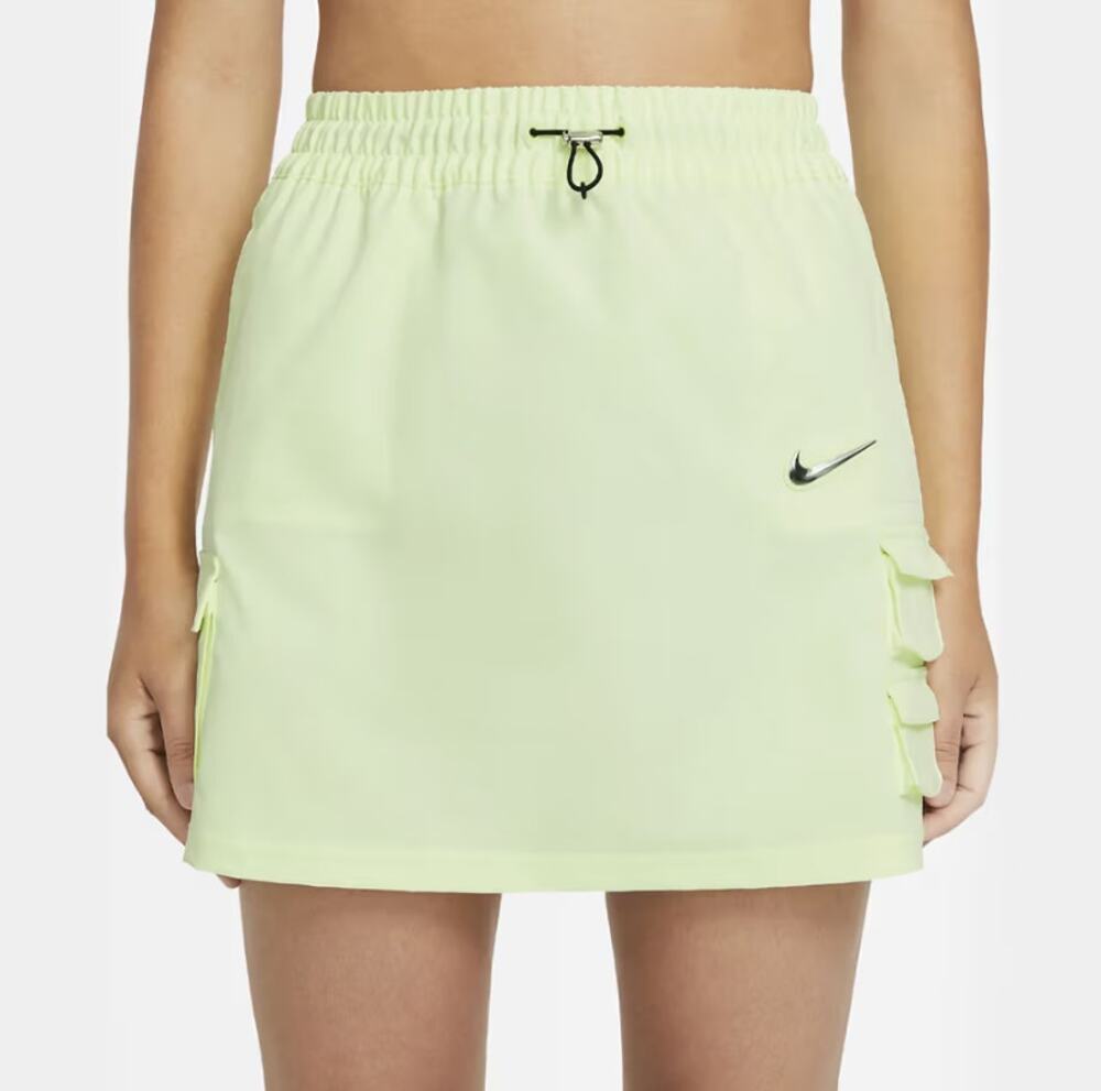 NIKE Swoosh Logo Skirt Barely Volt Highlighter Yellow Cargo Active Women's M